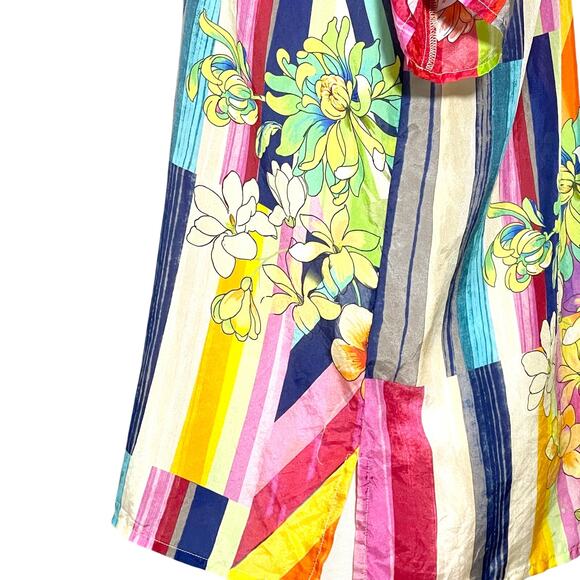 Johnny Was Summer Stripe Button Up 100% Silk SZ XS - Picture 5 of 9